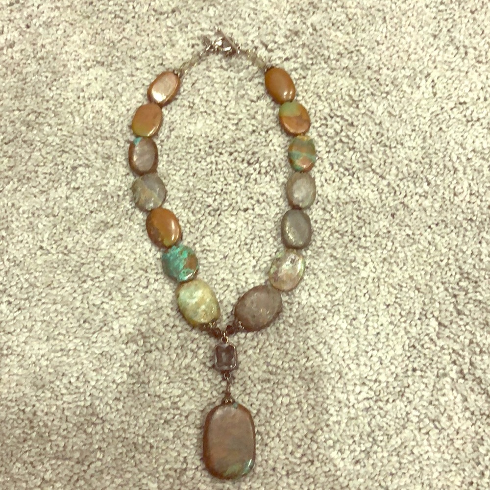 Turquoise and amethyst statement necklace